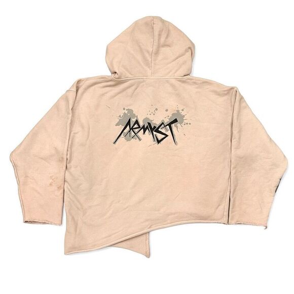 Jong Kook BTS ARMYST ZIP HOODIE Tie Dye Soft Pink XL Asymmetrical Raw Hem Kpop - Picture 2 of 13